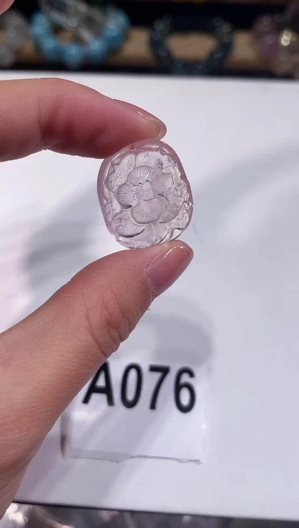 未镶嵌手链水晶A076粉摩根莲花椭圆牌