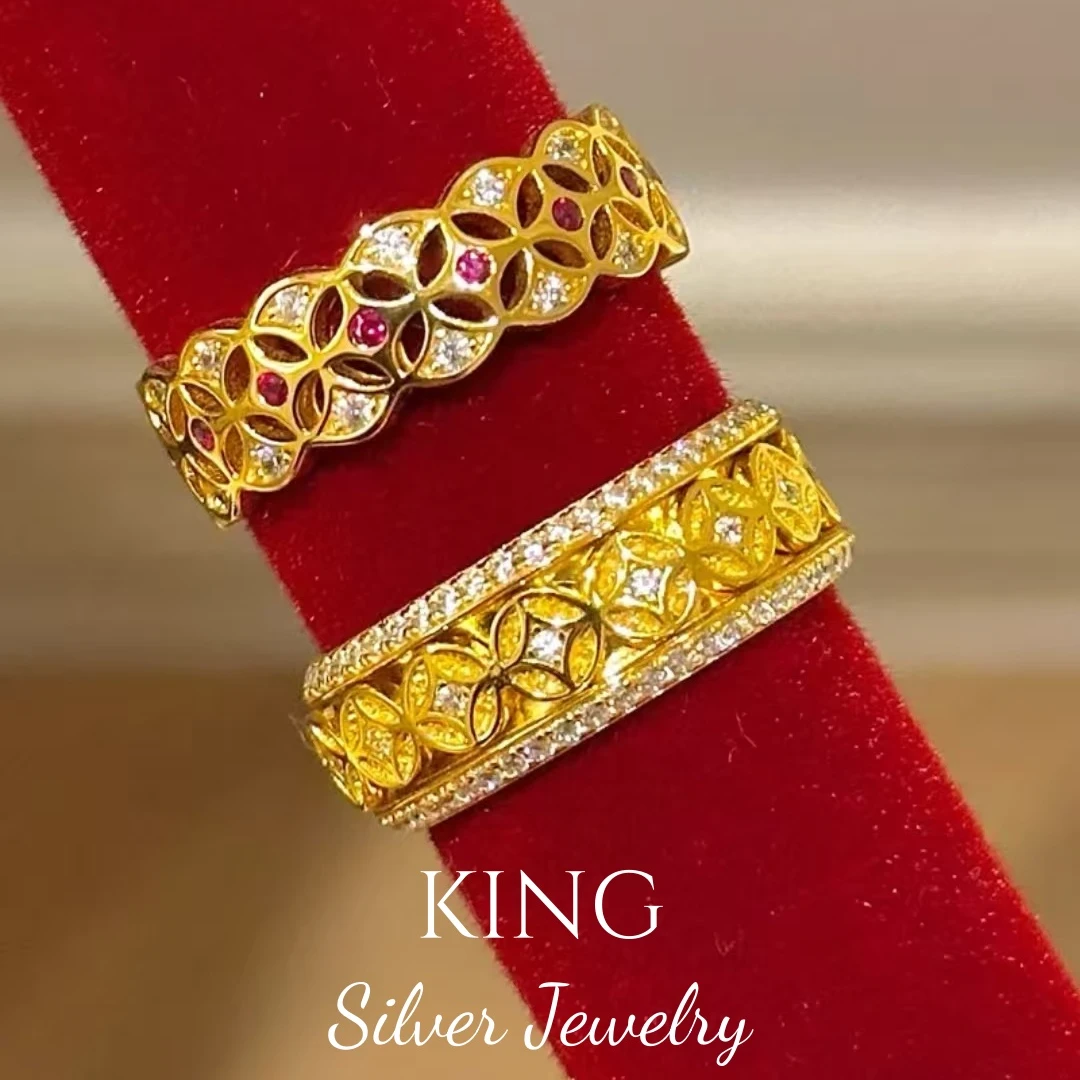 925银合成锆石戒指 king银饰珠宝恭喜发财戒指轻奢送女友送老婆