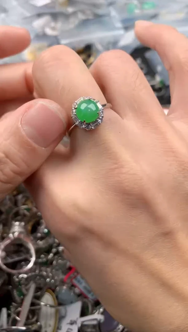 银S925镶嵌戒指翡翠222   7