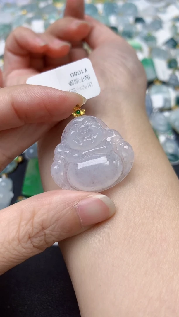 颈饰18K金镶嵌翡翠天然缅甸A货翡翠