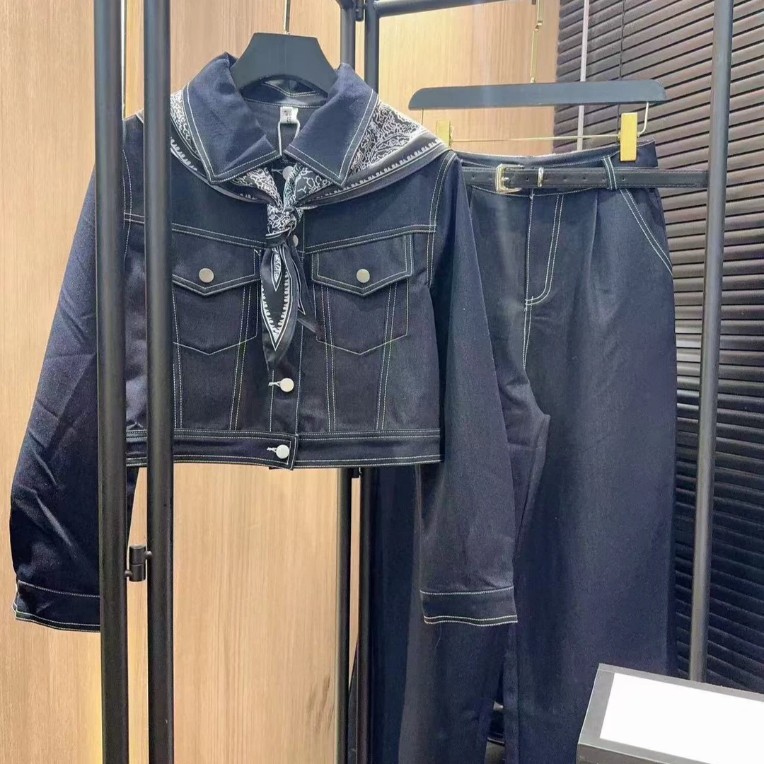 【QOY】顶版四件套牛仔套装