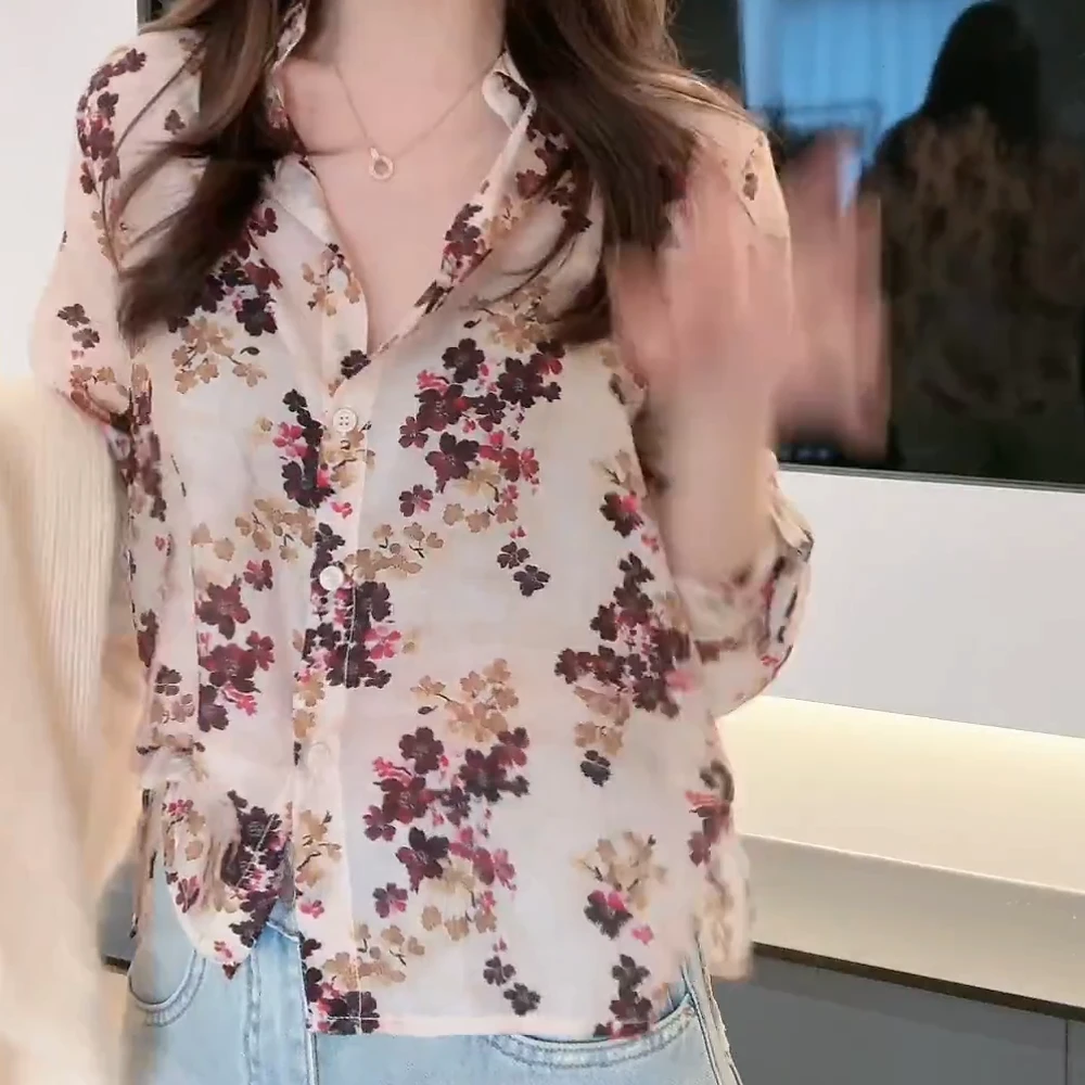 轻奢高级感洋气减龄超好看独特漂亮印花衬衫上衣女2025年春季新款