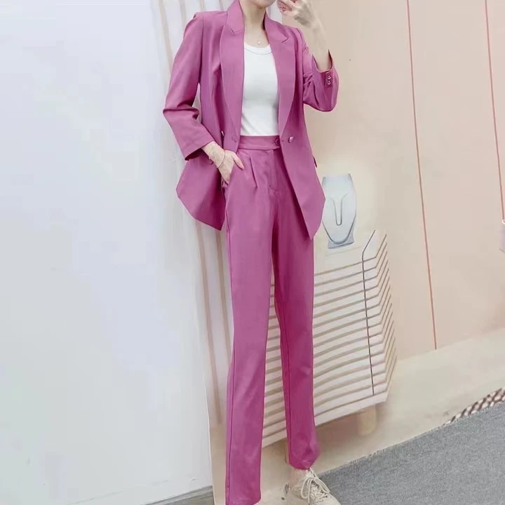 【T789】时尚通勤西服套装女2025春秋新款气质显瘦职业两件套裤