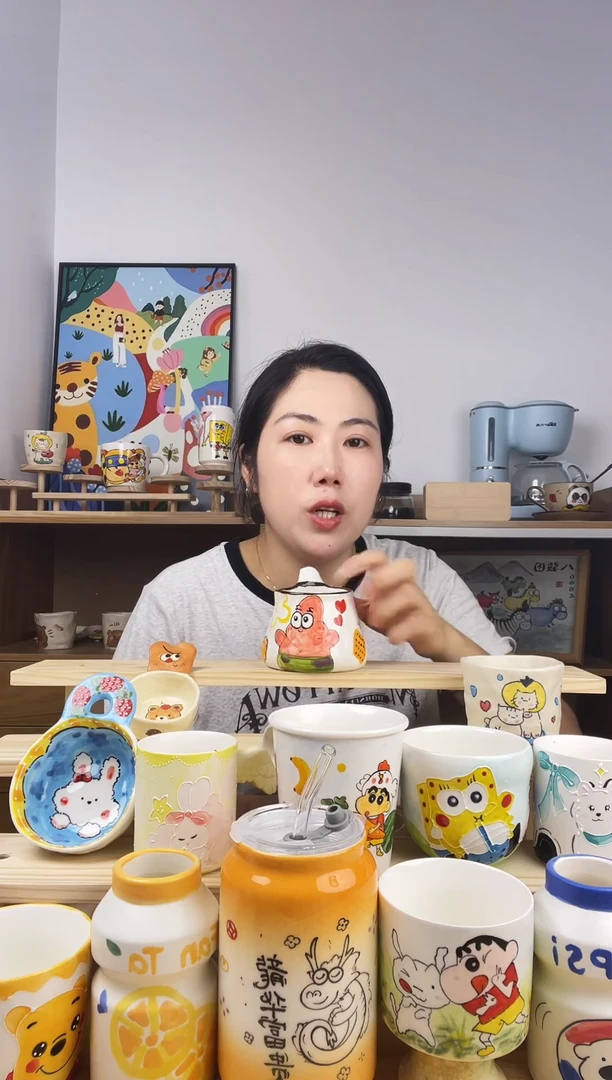 杯子景德镇高温釉下彩陶瓷手绘卡通创意