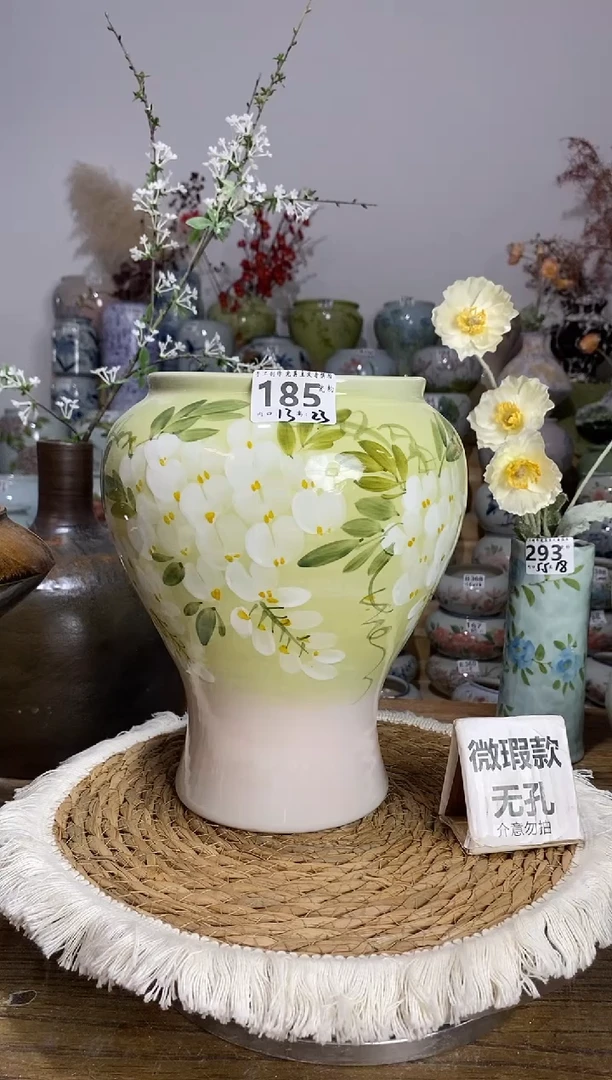 景德镇瓷韵手绘陶瓷花盆 185 微瑕  手工制品 完美主义者慎拍