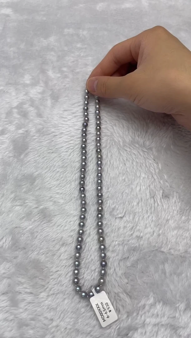 项链银S925镶嵌海水珍珠AK真多麻6-6.5mm