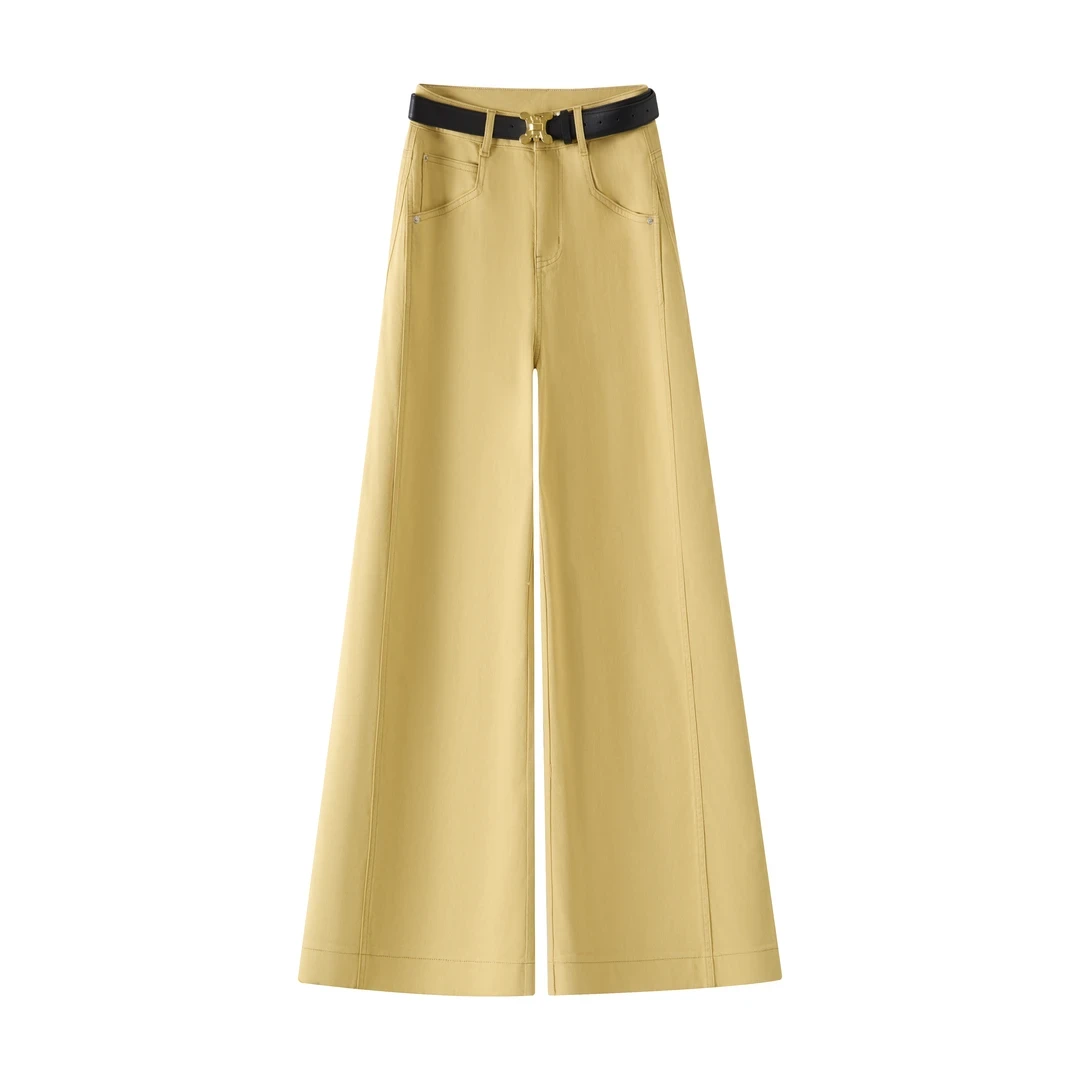 夏季薄款直筒牛仔裤A版阔腿裤宽松显瘦简约时尚百搭高腰垂感长裤