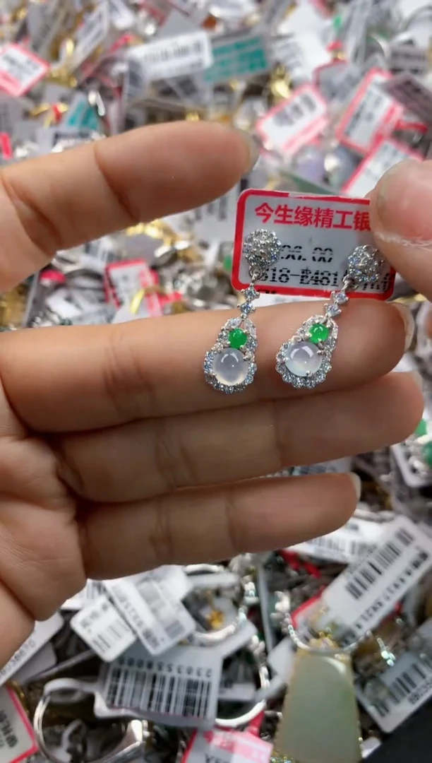 银S925镶嵌戒指翡翠10    3