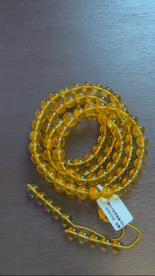 琥珀颈饰未镶嵌缅甸金珀108珠8mm