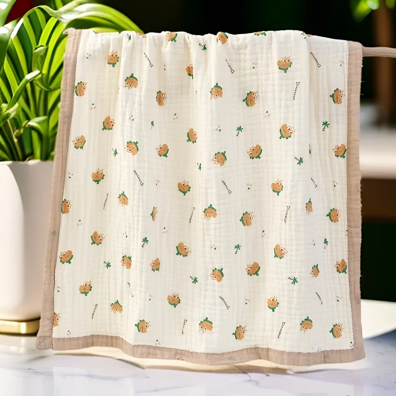 A类六层纱布婴儿浴巾 新生儿泡泡纱洗澡巾 吸水速干柔软不刺激