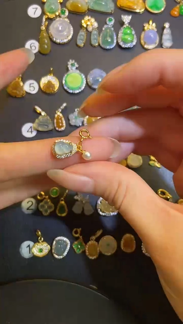 吊坠(不含链)银S925镶嵌翡翠1