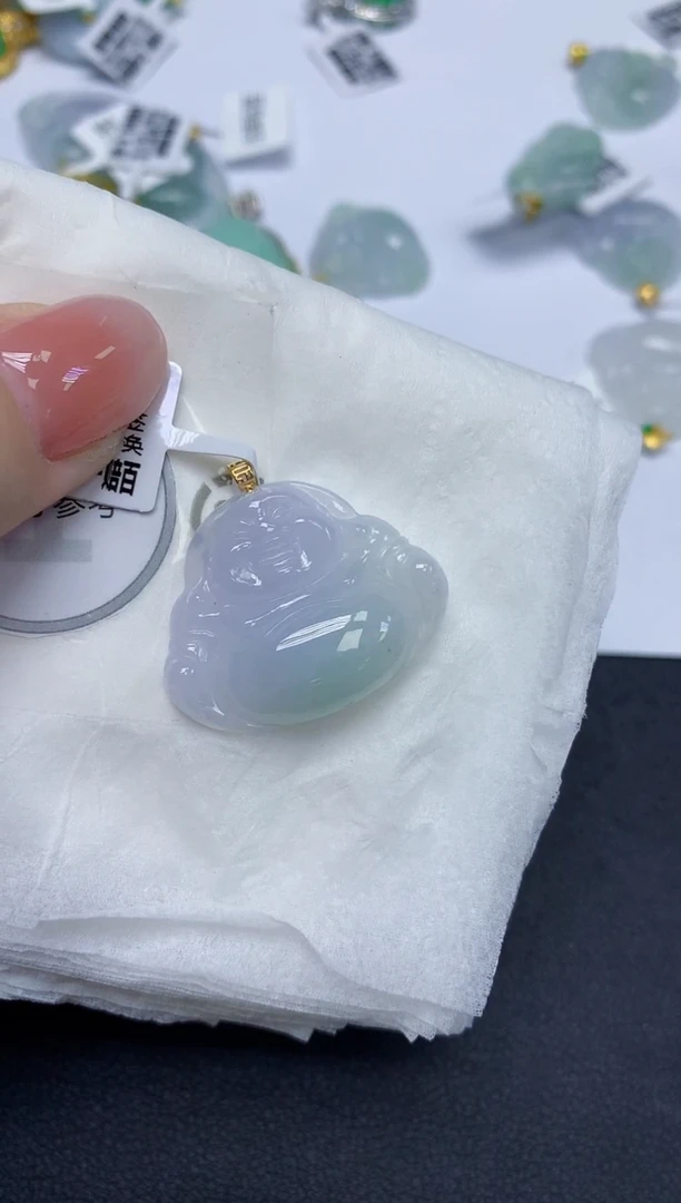 颈饰18K金镶嵌翡翠天然缅甸翡翠A货多样性发一件