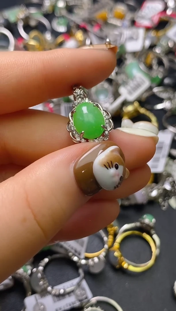 银S925镶嵌戒指翡翠百内无证书