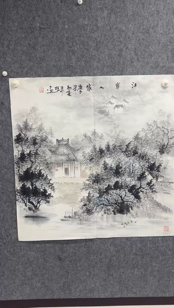 国画丹青专属福利-唐年桂江岸人家