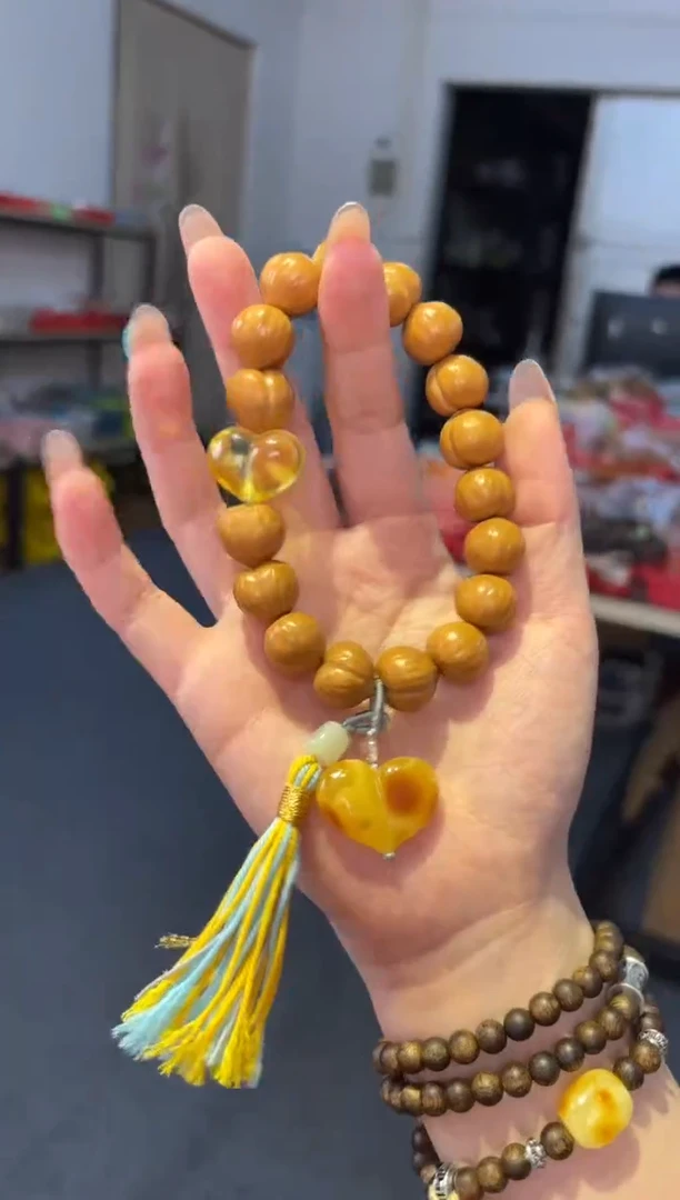 吊坠菩提根/象牙果15mm猴头【桃心】爱心手持