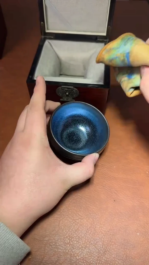 茶盏建窑建盏雕刻蓝麒麟