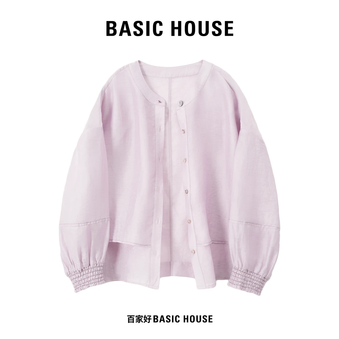 Basic House/百家好2025夏季新款明线收袖宽松百搭衬衫外套7052XX