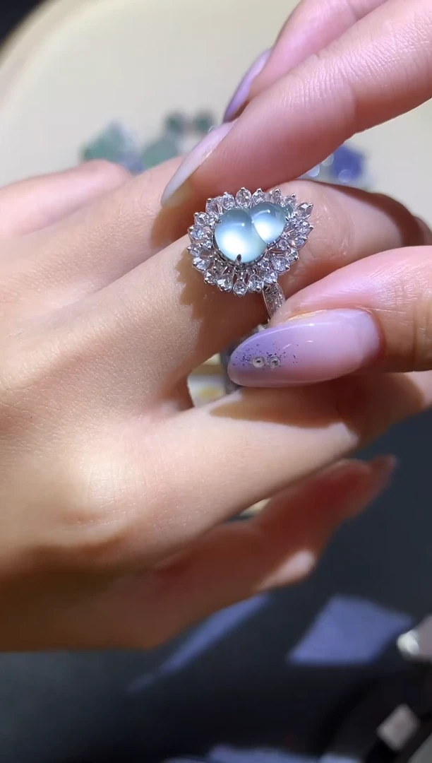 翡翠戒指18K金镶嵌戒指A102|18000