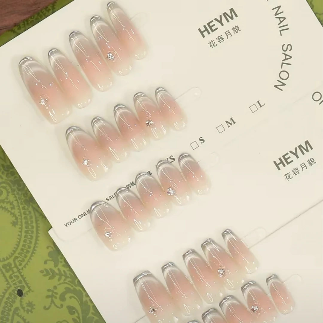 【流光梦莹】4-甲公子 高定美甲设计款 极简银边穿戴甲 10片可拆卸