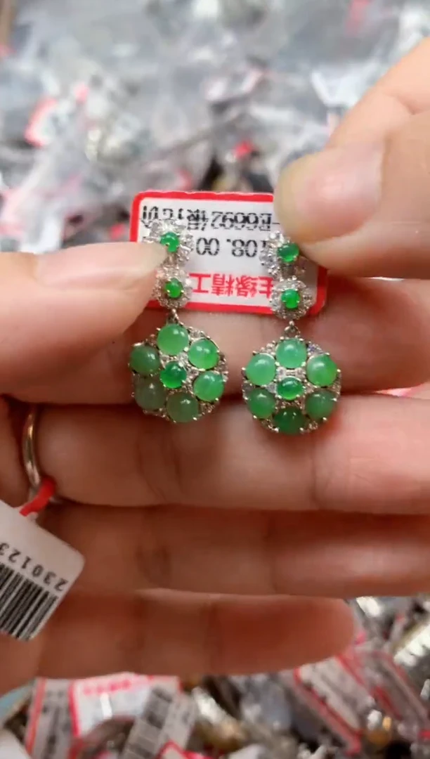 银S925镶嵌戒指翡翠天然A货缅甸翡翠