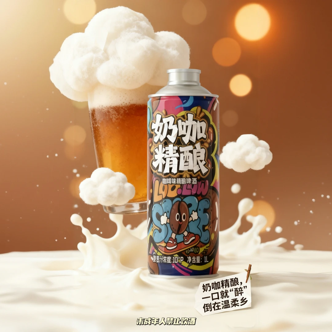 抚仙湖奶咖精酿咖啡精酿啤酒酒香、麦芽香、咖啡香三香一体口感醇厚