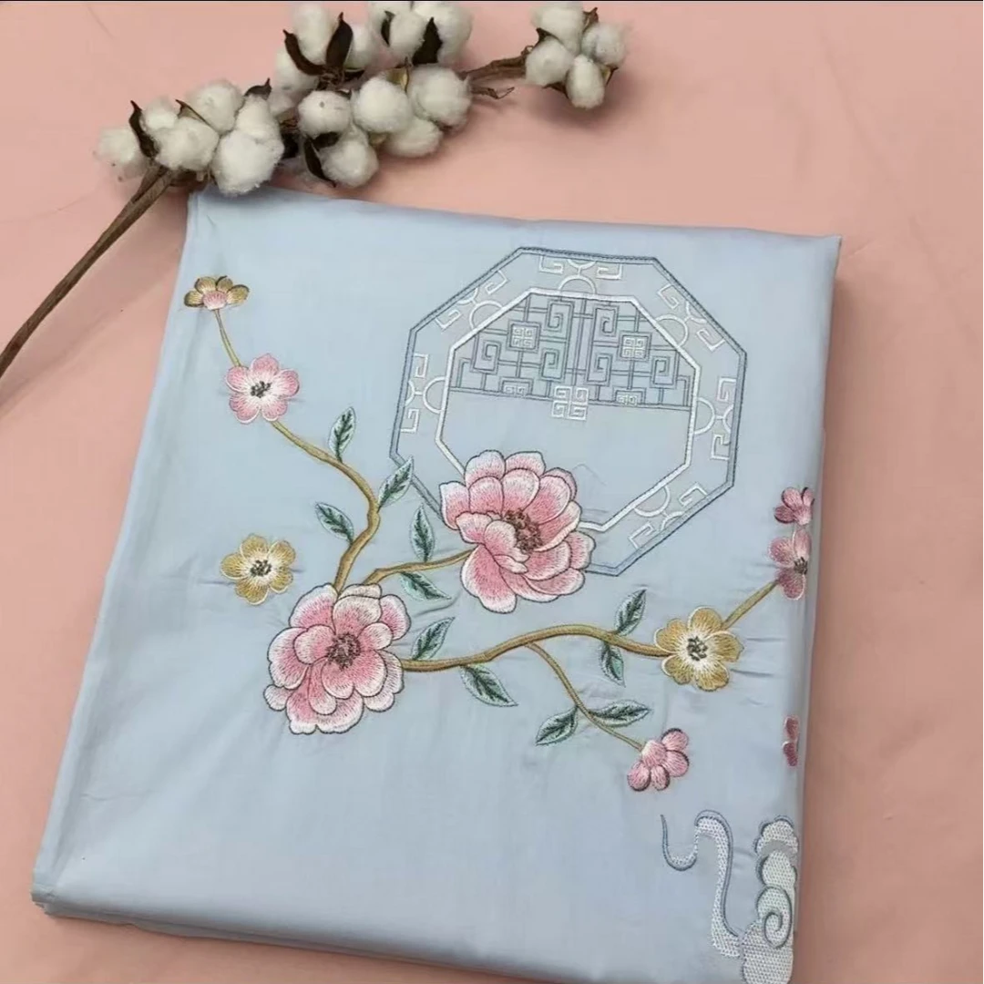 2.0*2.3AA刺绣单被套（微瑕）全棉四件轻奢绣花纯棉线绳被套