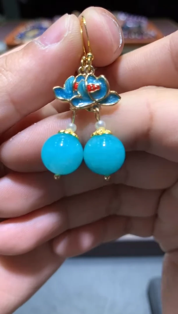 【闪购商品】天河石耳钉未镶嵌P122【多样性发其一】