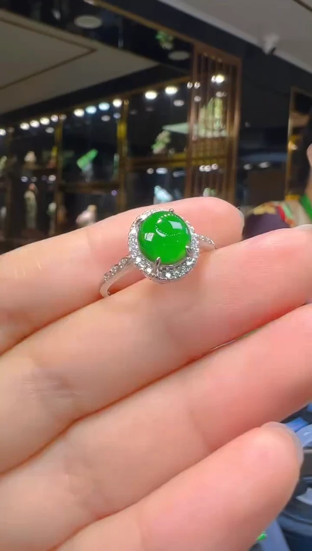 翡翠戒指银S925镶嵌008(多样性发货发其一)