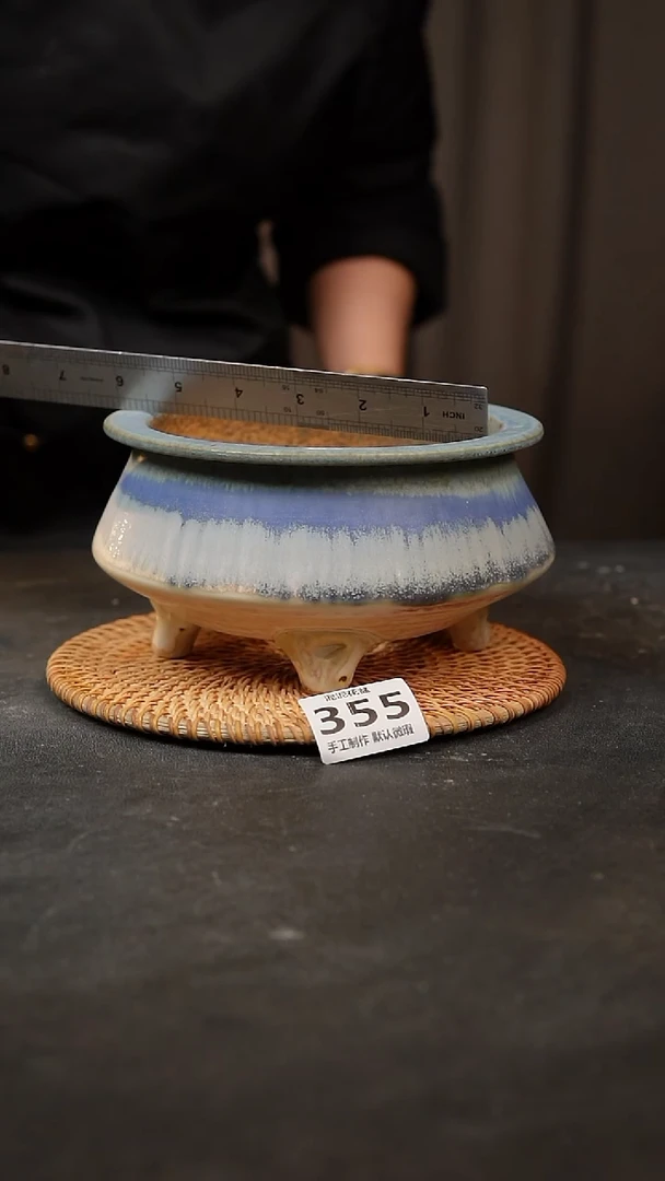 【闪购商品】瓷片355泥泥手工花盆口13高9