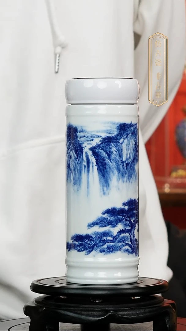 摆件陶山水保温杯