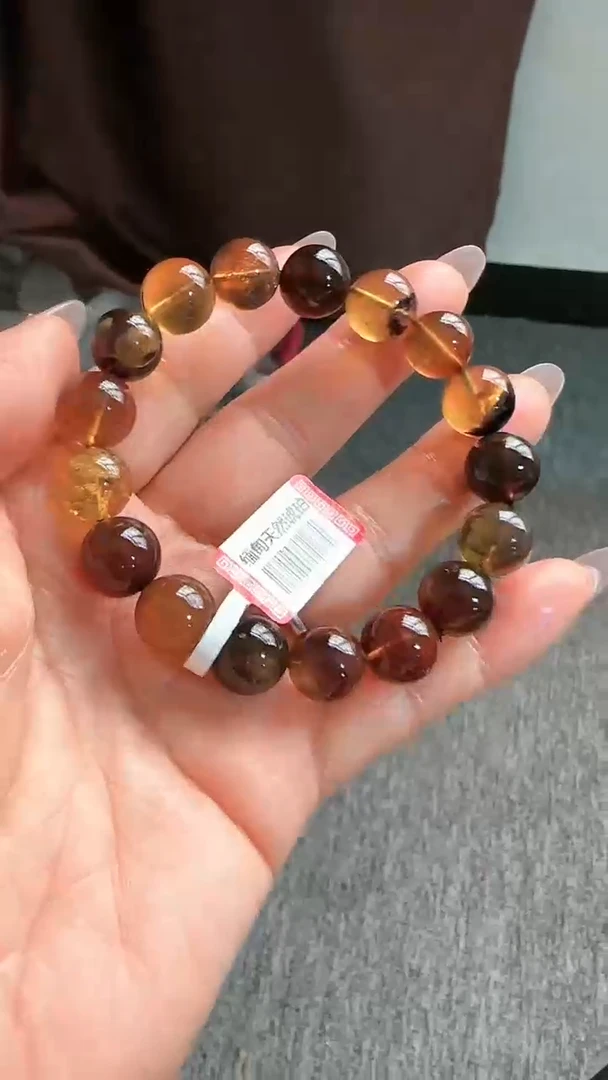 【闪购商品】琥珀手链未镶嵌规格11微瑕多宝手串#9