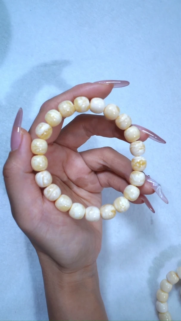 【闪购商品】蜜蜡手链未镶嵌收藏级10mm瓷白浓蜡虎皮妖花