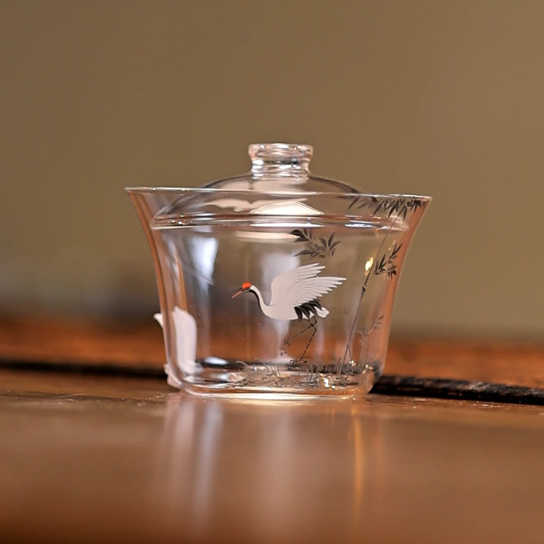 【陶珊居】物肆-鹤游盖碗