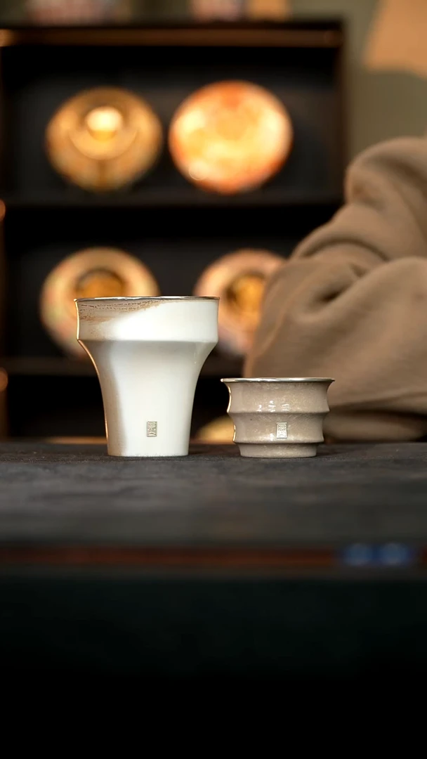 厚山柴烧白玉套组【镶银】