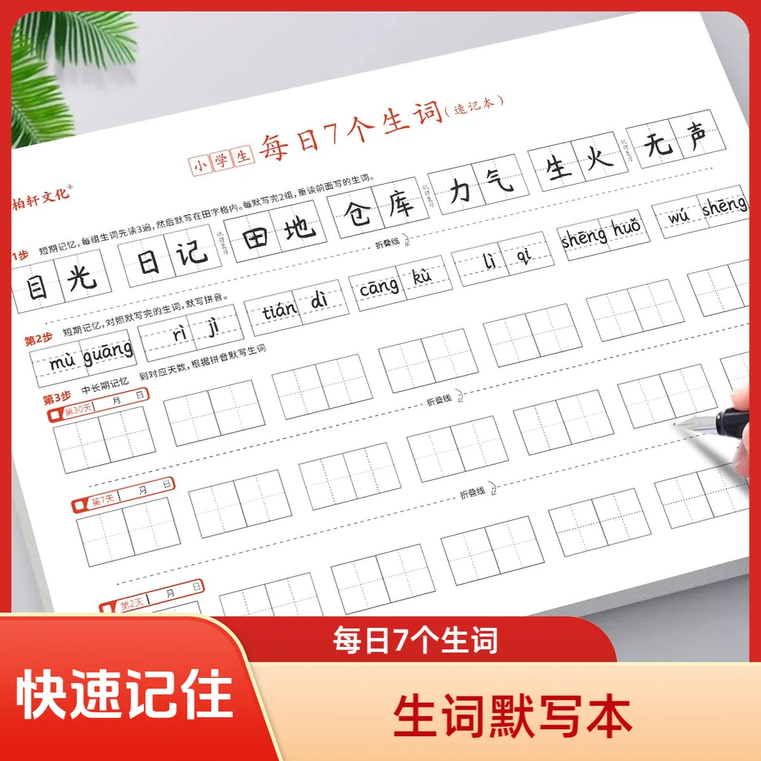 每日7个生词默写小学生每日语文生字记忆默写本