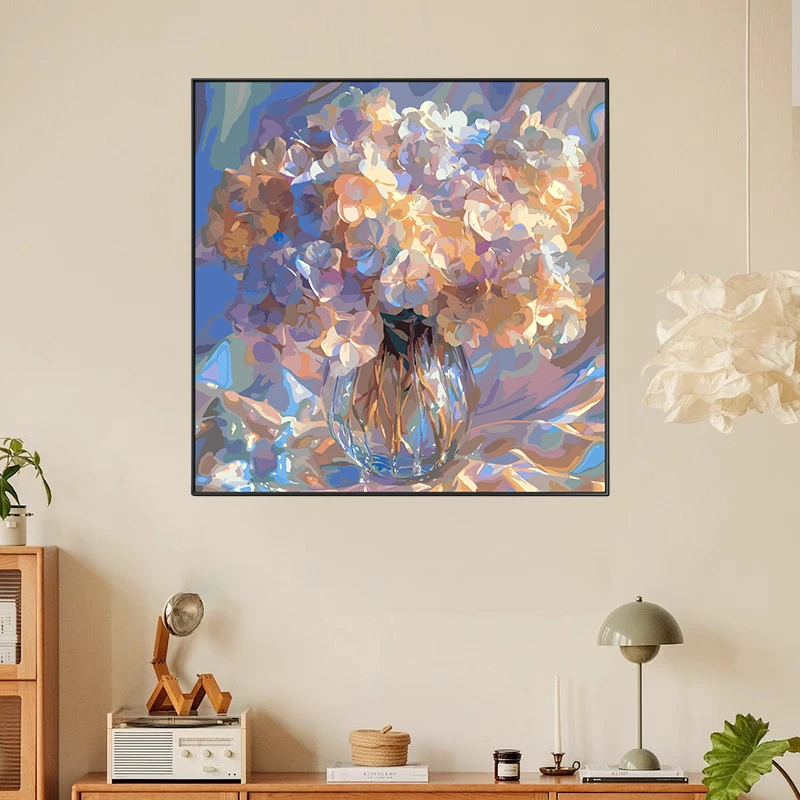 （肌理高还原亚麻布Ⅲ）diy数字油画手工填色简约治愈减压丙烯装饰画