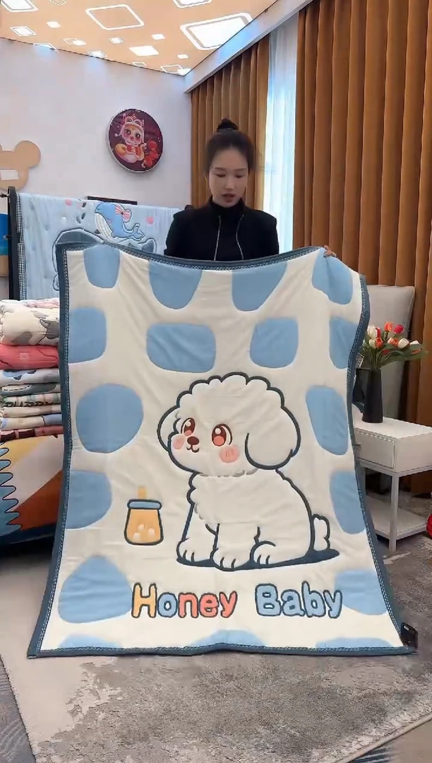 棉质花小奶狗蓝-120x150