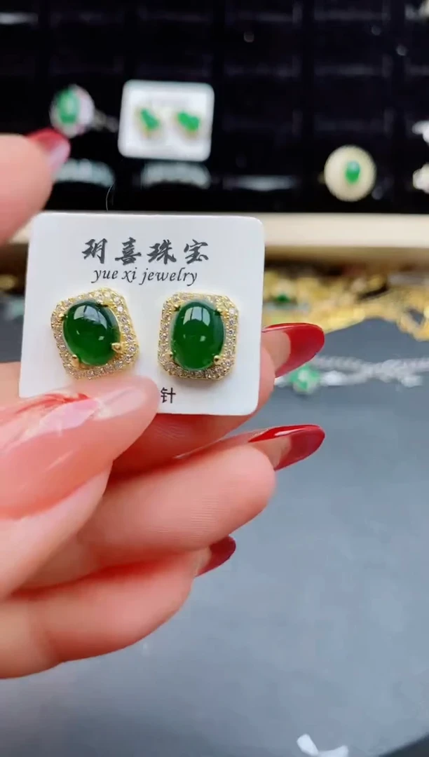 【闪购商品】翡翠耳饰银S925镶嵌508050