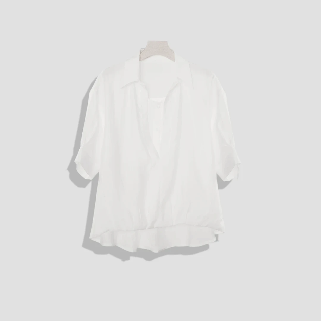 【认准正版】夏季新款时尚百搭显瘦薄款衬衫纯色T98150