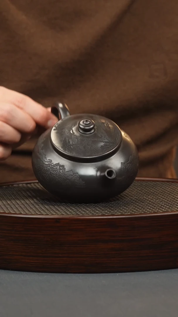 【闪购商品】紫砂茶壶石黄 寒江 山水