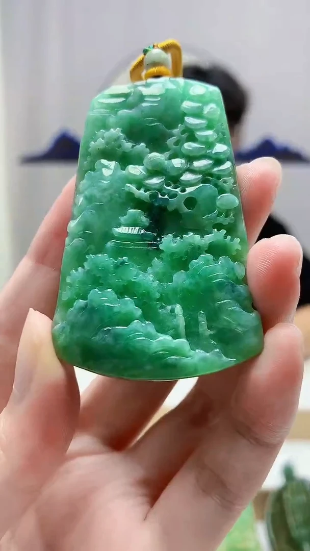 未镶嵌定制翡翠4688zm-毛货挂件山水25