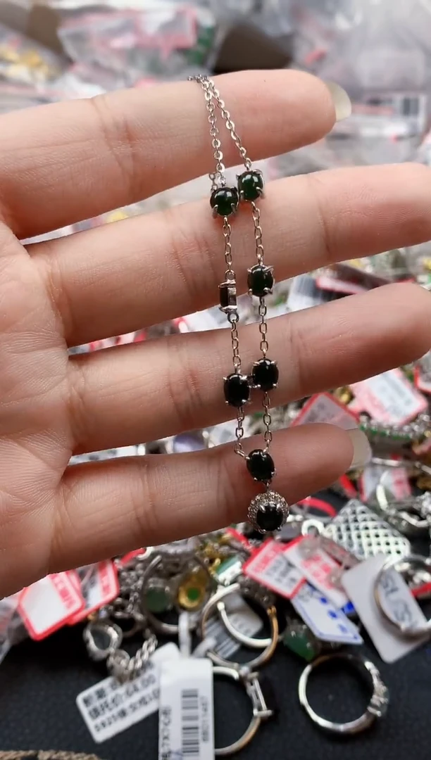 银S925镶嵌戒指翡翠天然A货缅甸翡翠