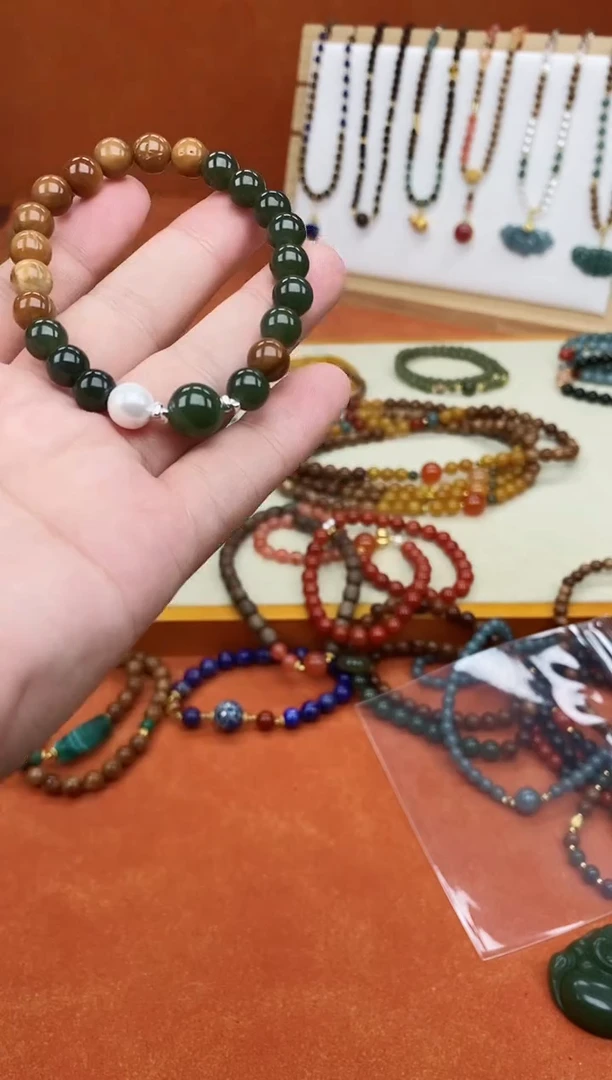 手串库克未镶嵌单圈库克菩提和田手串【微瑕】