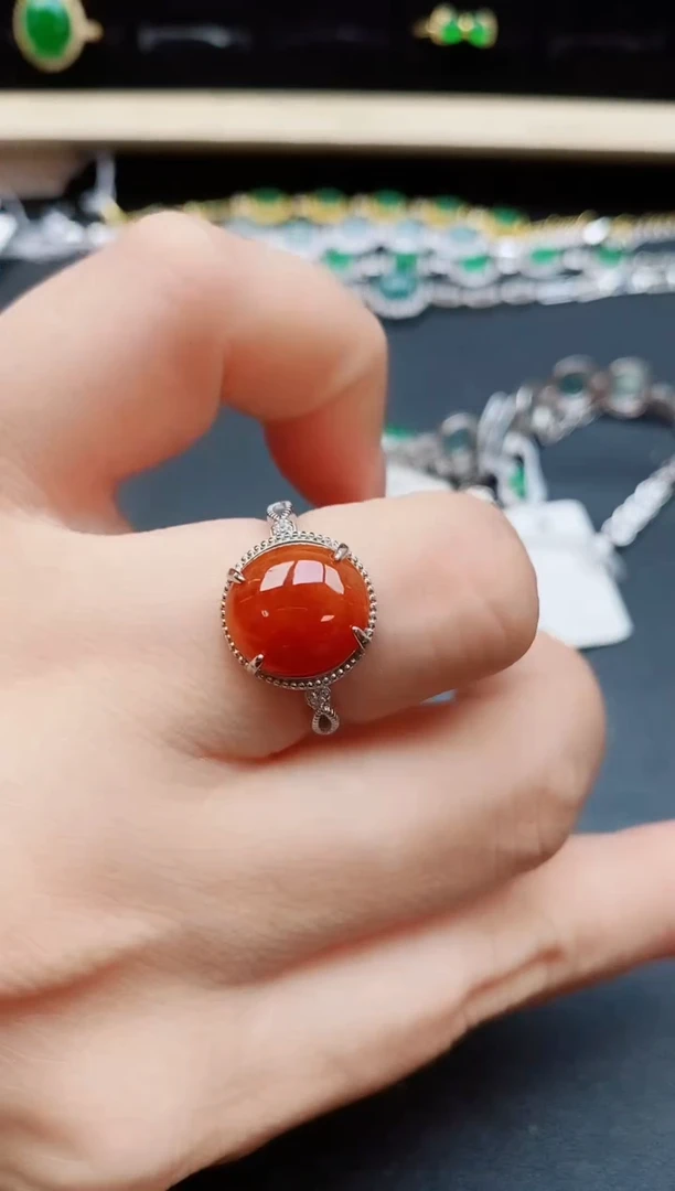 翡翠戒指银S925镶嵌5800