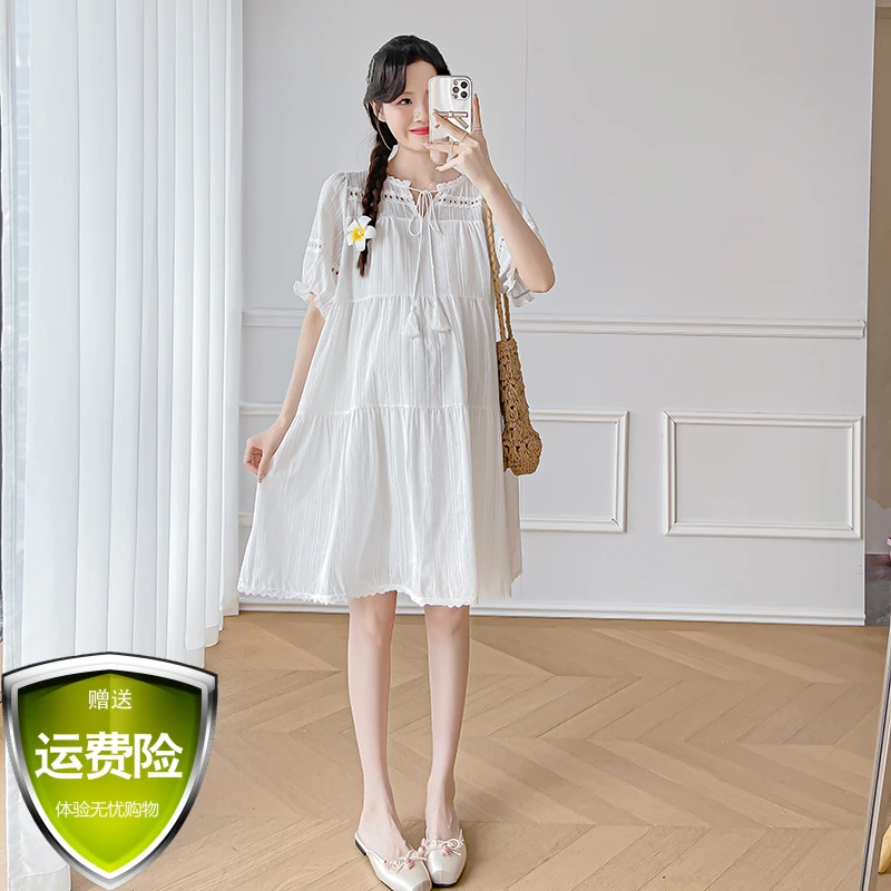 孕妇装夏季新款甜美时尚休闲小个子娃娃裙宽松显瘦减龄短袖连衣裙