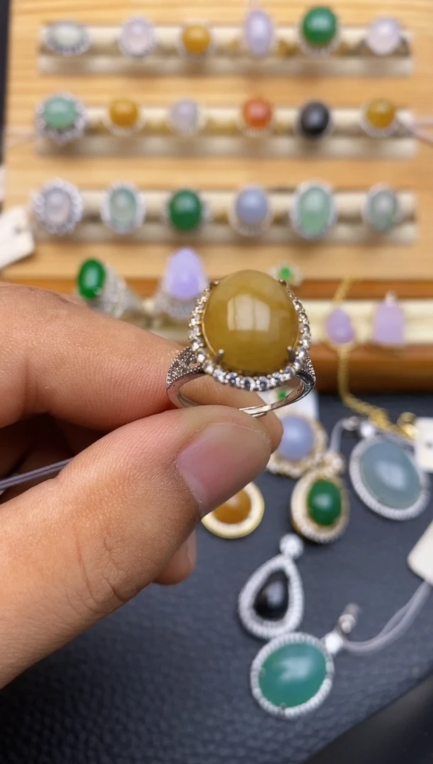 翡翠戒指银S925镶嵌/0010