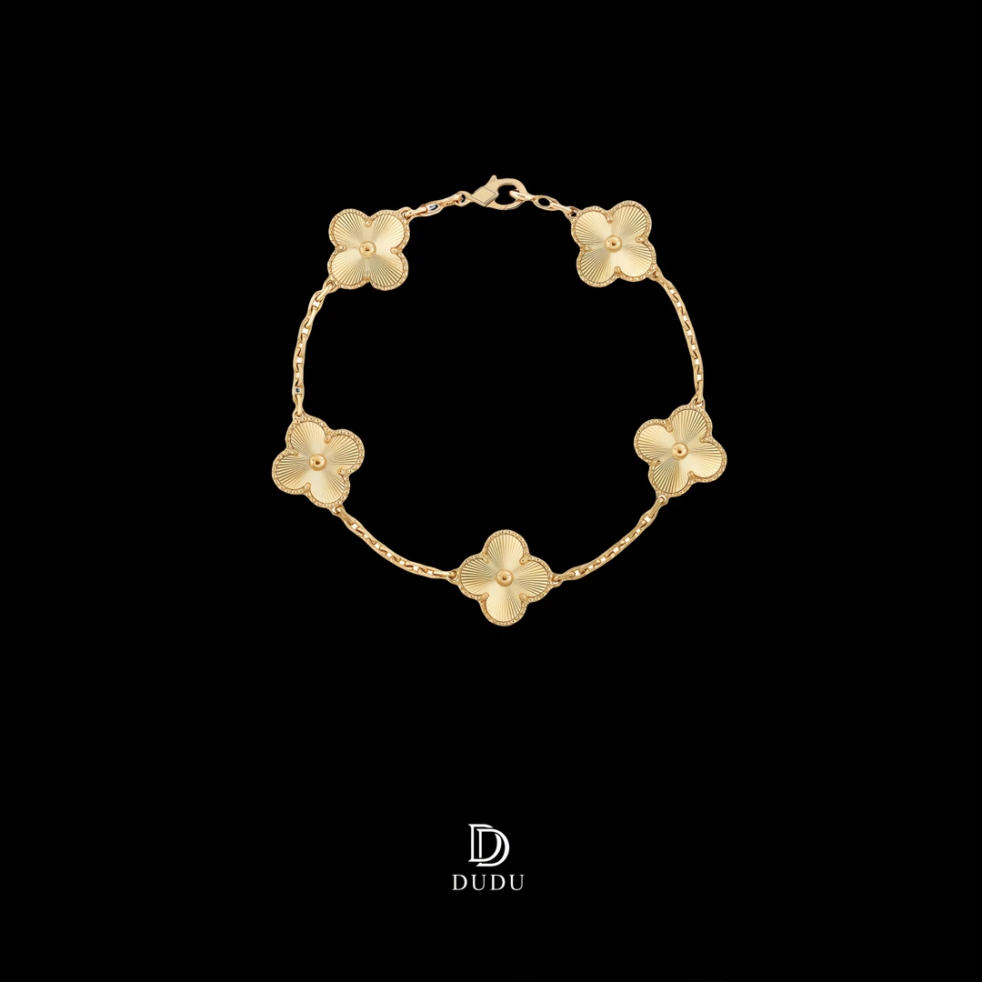 合金手链 四叶草五花手链《精工CNC镀K金》