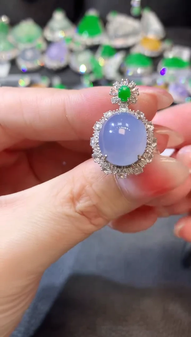 【闪购商品】翡翠戒指18K金镶嵌C35 紫货有一定色差