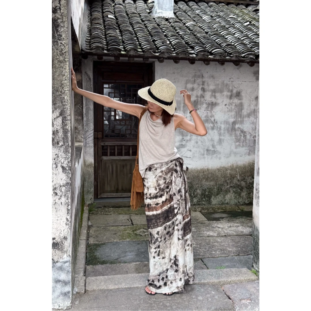 25夏 复古泼墨不规则半身裙