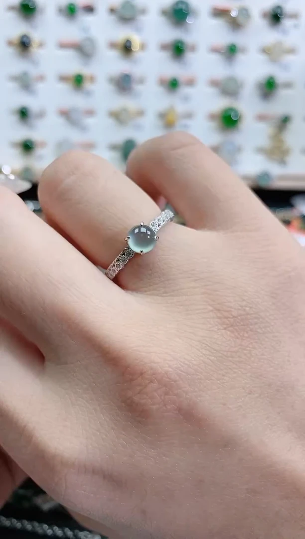 银S925镶嵌戒指翡翠天然翡翠